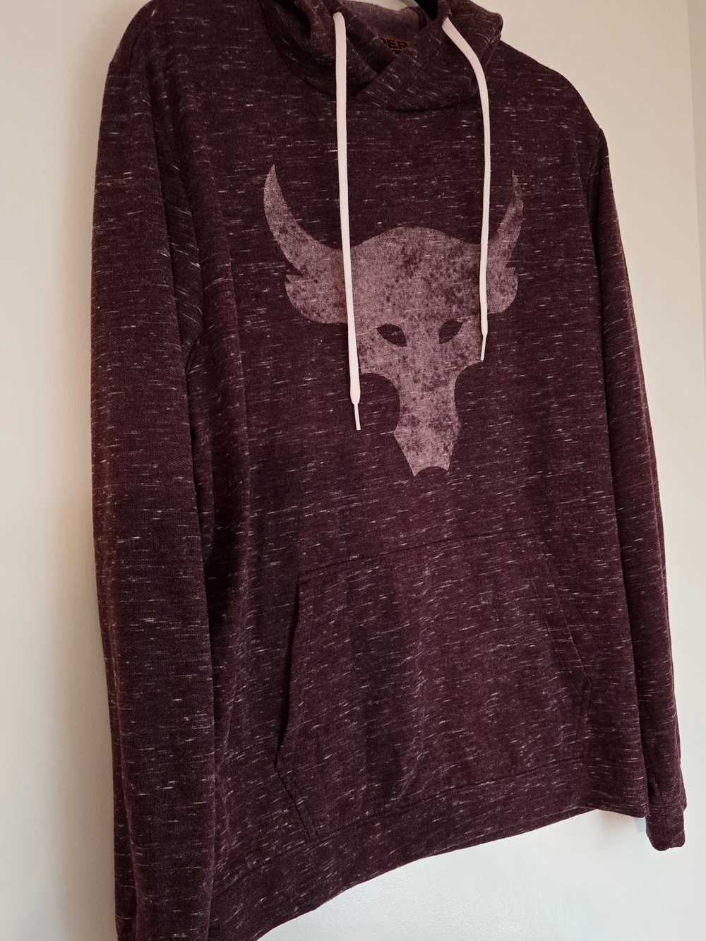Under Armour Project Rock Hoodie Maroon Brahma Bull Men's Size Lg